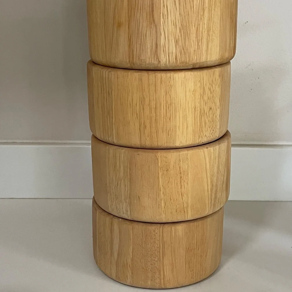 Crate & Barrel Wooden Salad Bowls Serving Dish Set of 4